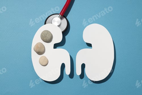 Preview: Health care concept, kidneys on a blue background.
