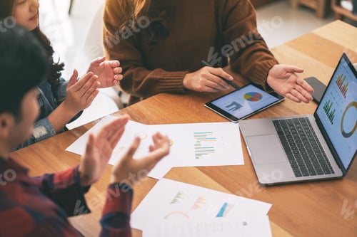 Preview: Businessman working and presenting business in a meeting