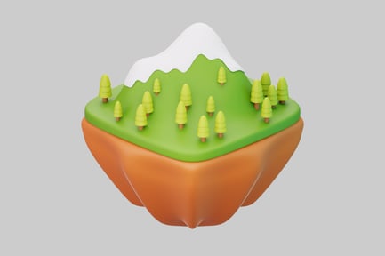 Preview: Miniature Alpine Landscape with Snow-Capped Peak and Dense Forest