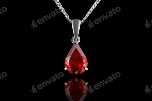 Preview: beautiful gold pendant with gemstones garnet and diamonds on a black background