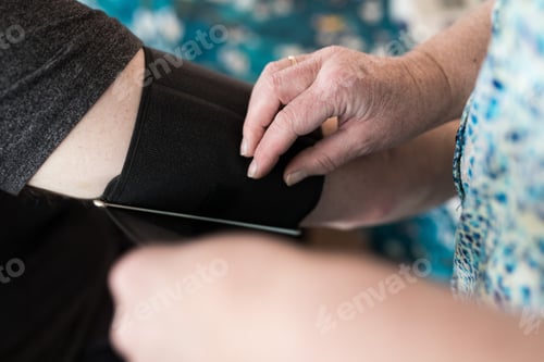 Preview: Applying blood pressure testing machine at doctors by nurse