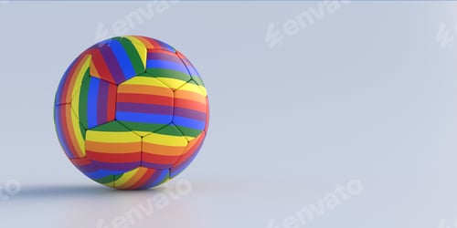 Preview: Rainbow Striped Soccer Ball on Light Background