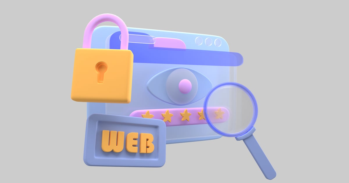 Web security illustration 3D, Incl. data & internet - Envato