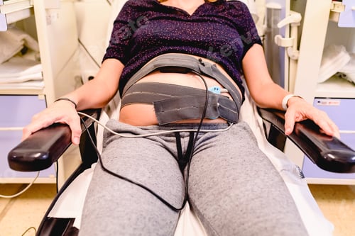 Preview: Pregnant woman during the examination of her pregnancy in a hospital.