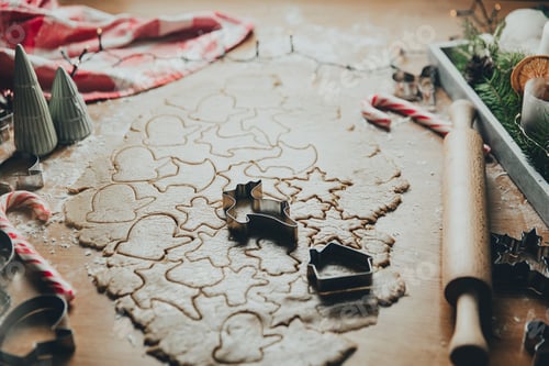 Preview: Merry Christmas, Happy New Year. Gingerbread cooking, cake or strudel baking