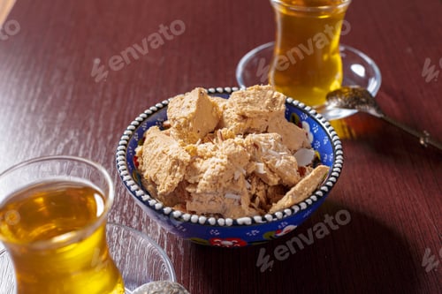 Preview: Tasty halva with tea on the table