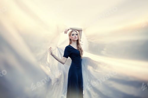 Preview: young beautiful girl on abstract background