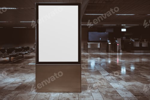 Preview: A blank billboard mock-up indoors
