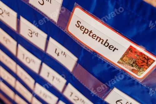 Preview: The month of September is the one of the return to the school, image of a school calendar of wall.