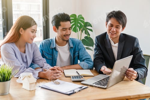 Preview: Sale representative offer the house price list and condition for house purchase or rental