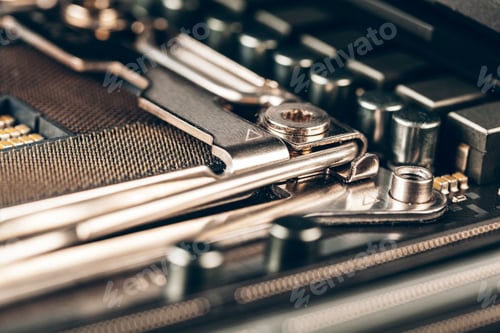 Preview: Close up of a electronic circuit board with processor