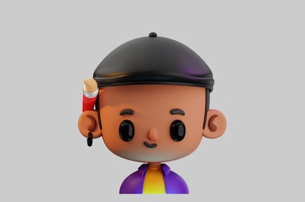 Preview: Cartoon artist with paintbrush detail