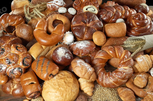 Preview: Assorted breads isolated on white