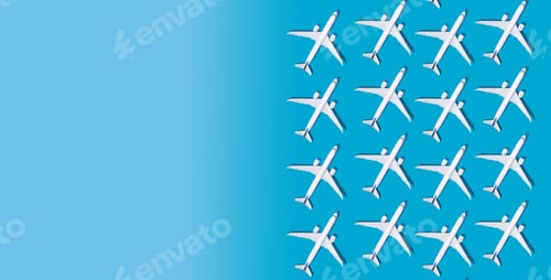 Preview: Christmas background. Christmas tree from planes. Postcard for airlines. An airport. Blue background