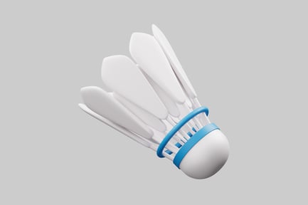 Preview: White feather shuttlecock with blue details
