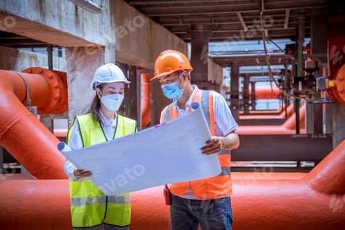 Preview: Engineer under checking the industry cooling tower air conditioner is water cooling tower air chille