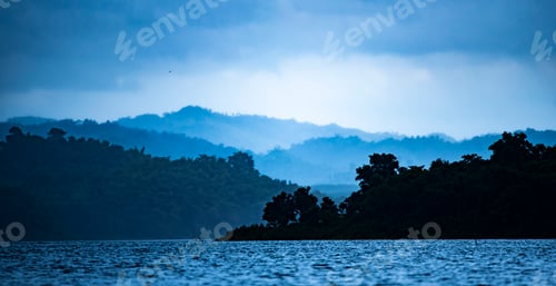 Preview: the layers of mountain, tropical forest field, vintage filter image