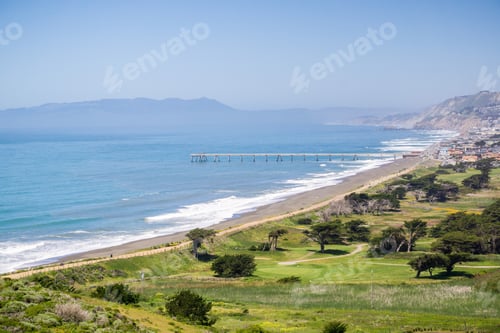 Preview: Aerial view of beach in Pacifica