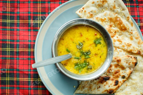 Preview: Lentil soup and naan. Indian Cuisine