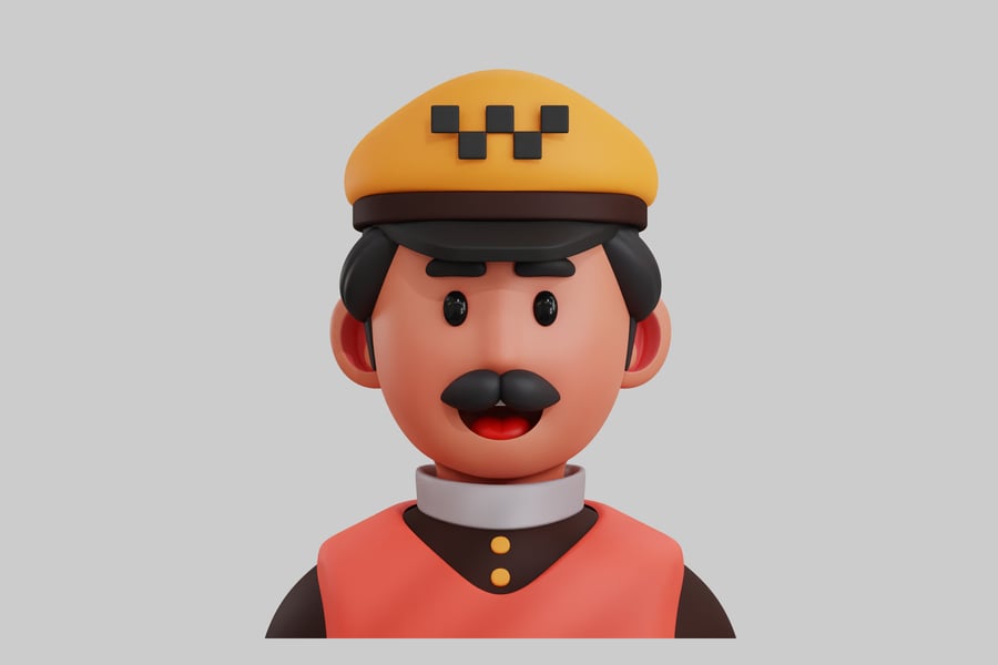 Cover for Cartoon taxi driver character