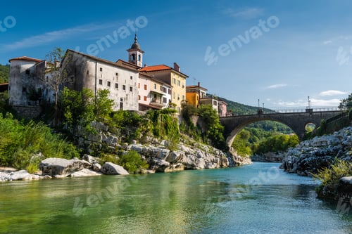 Preview: Colorful Town Kanal Ob Soci in Slovenia. Small Village at The So