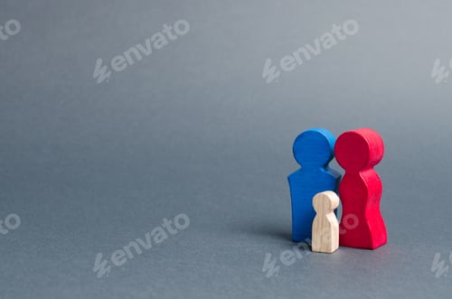 Preview: Family figures are standing on a gray background