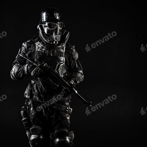 Preview: Futuristic nazi soldier studio shot