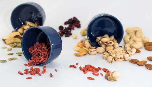 Preview: Different nuts on white background