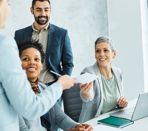 Preview: young business people meeting office teamwork group laptop presentation seminar woman businesswoman