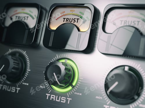 Preview: Trust concept. Trust switch knob on maximum position.
