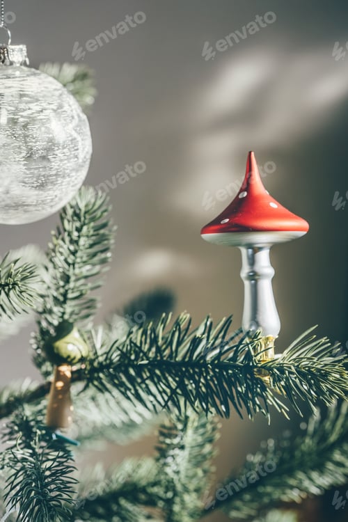 Preview: Glass mushroom deco in reusable Christmas tree