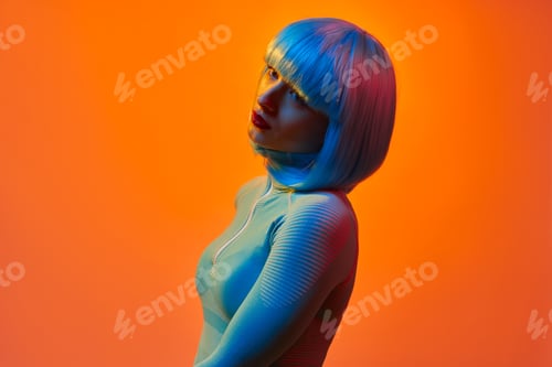 Preview: Dreamy futuristic lady looking away