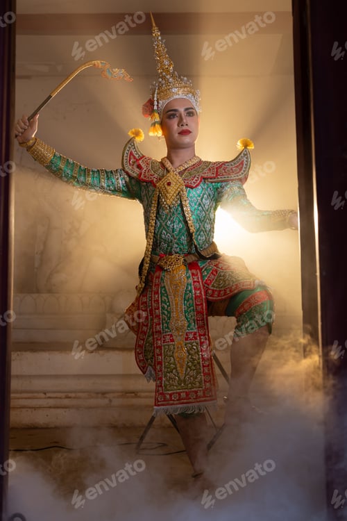 Preview: Thai Khon performers in elaborate costumes of Thotsakan, Ritik, and Nang Sida