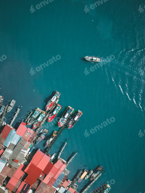 Preview: Top-down view drone shot of Pangkor Island, in Perak state, Malaysia country.