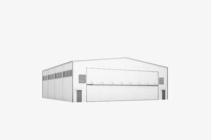 Preview: Large Airport Hangar with Sliding Door