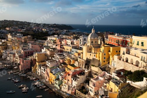 Preview: Beautiful fishing village, Marina Corricella on Procida Island, Bay of Naples, Italy.