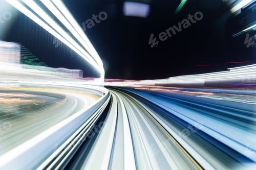 Preview: Motion blur of train moving inside tunnel in Tokyo