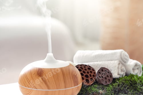 Preview: Spa composition with Aromatherapy and body care items.