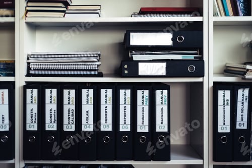 Preview: Shelf with documents in architectural firm in Madrid.