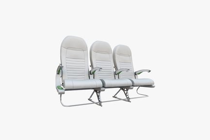 Preview: Adjustable airplane seat with curved backrest and armrests