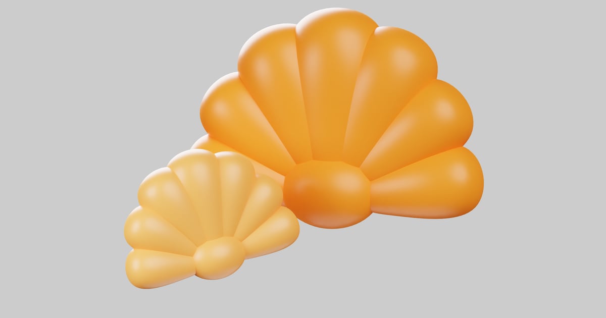 Cartoon shells duo 3D, Incl. shell & coral - Envato