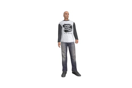 Preview: Man in graphic t-shirt and jeans
