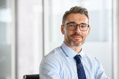 Preview: Portrait of smiling mature businessman at work