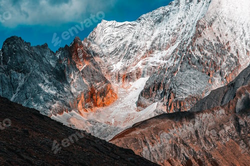 Preview: Colorful in autumn forest and snow mountain at Yading nature reserve, The last Shangri la