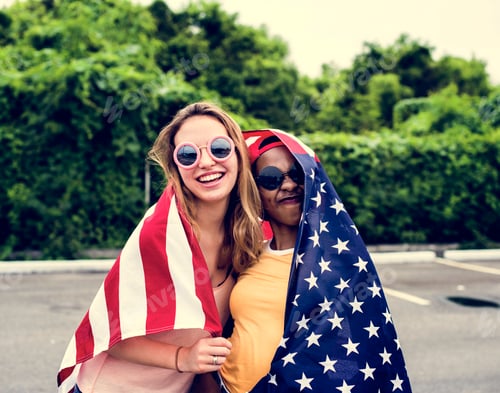 Preview: Women with American nation flag