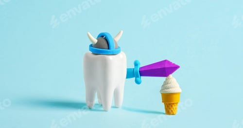 Preview: Model of human tooth in helmet cuts miniature ice cream