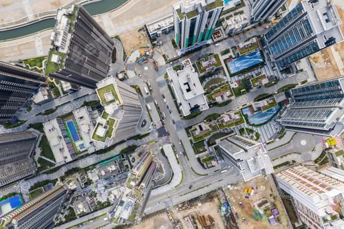 Preview: Kai Tak, Hong Kong 16 March 2019: Top dwon view of residential district in Hong Kong