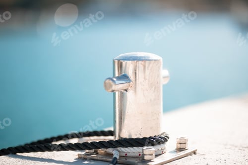 Preview: Selective focus shot of a mooring bollard