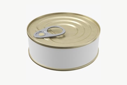 Preview: Angled White Can with Gold Lid and Pull Tab