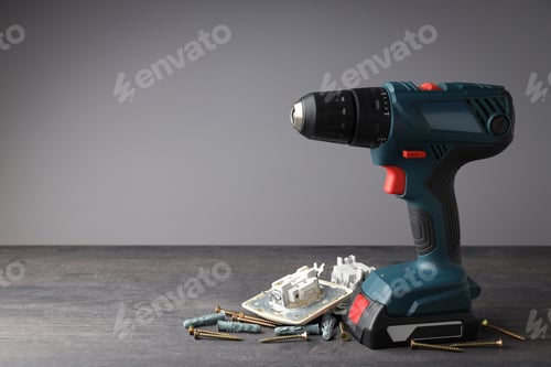 Preview: Cordless Drill with Screws and Outlet Parts